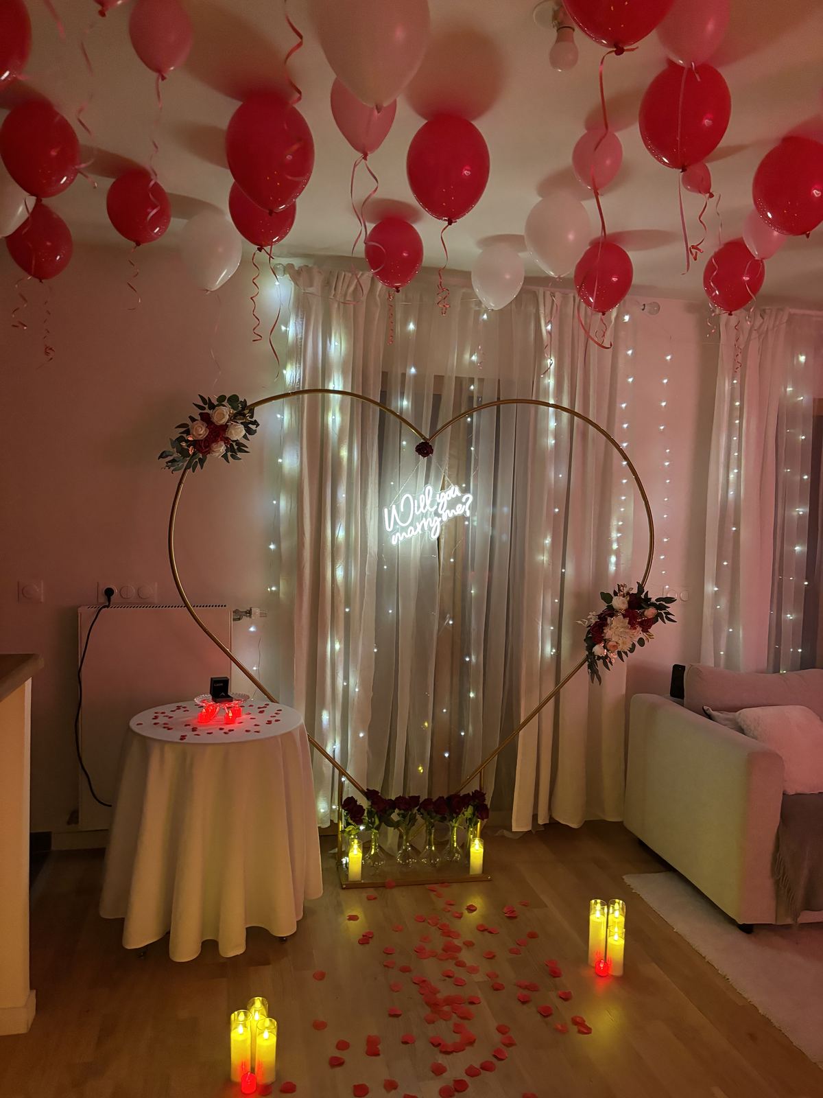 Décoration demande en mariage - arche coeur